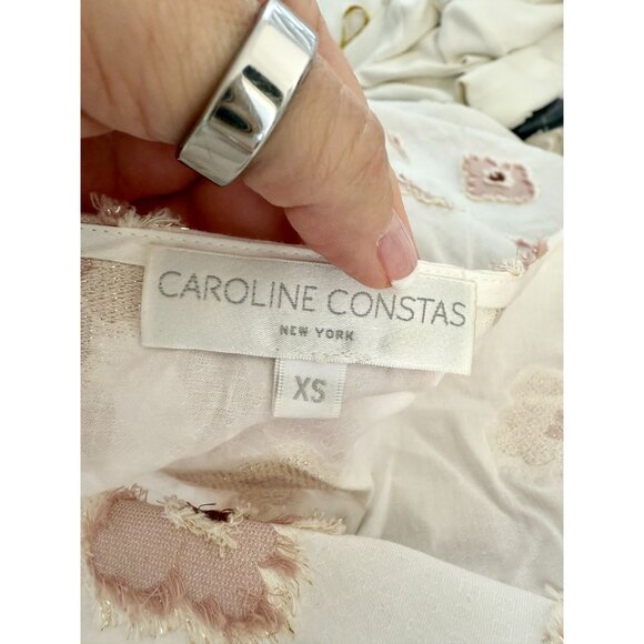 Caroline Constas Olympia Metallic Fil Coupe Mini Dress Pink White - size XS - Picture 6 of 11